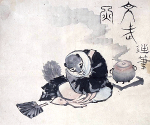 Hokusai_tea-kettle_raccoon
